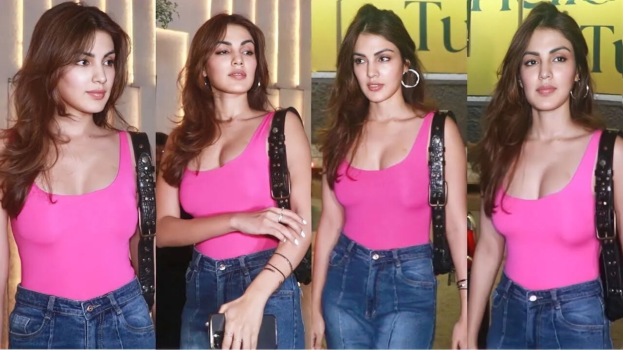 Sushant Singh Rajput GF Rhea Chakraborty Wondrous Look In Pink Top Outside The Restaurant 😍📸