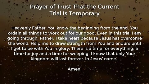 Prayer of Trust That the Current Trial Is Temporary