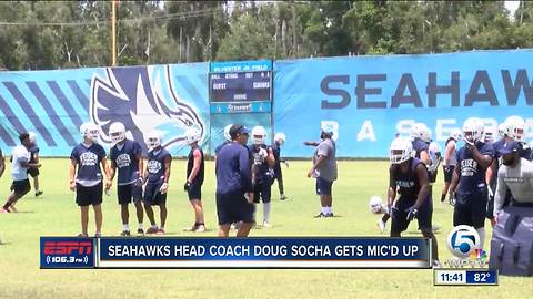 Keiser Seahawks head coach Doug Socha gets mic'd up