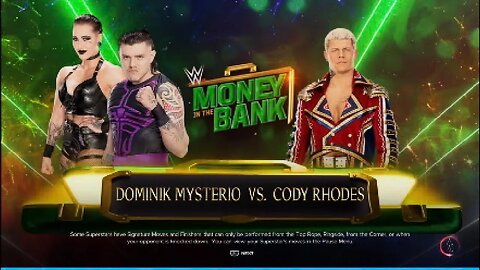 WWE Money in the Bank Cody Rhodes vs Dominik Mysterio w/Rhea Ripley