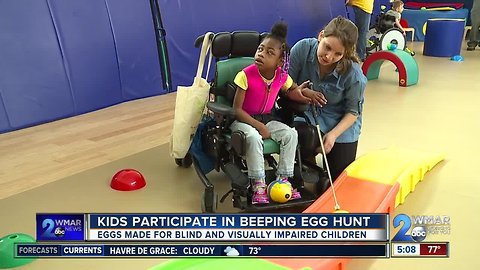Blind, vision impaired students participate in egg hunt