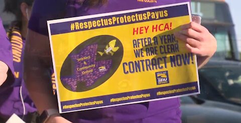 Protest at Las Vegas hospital over contract