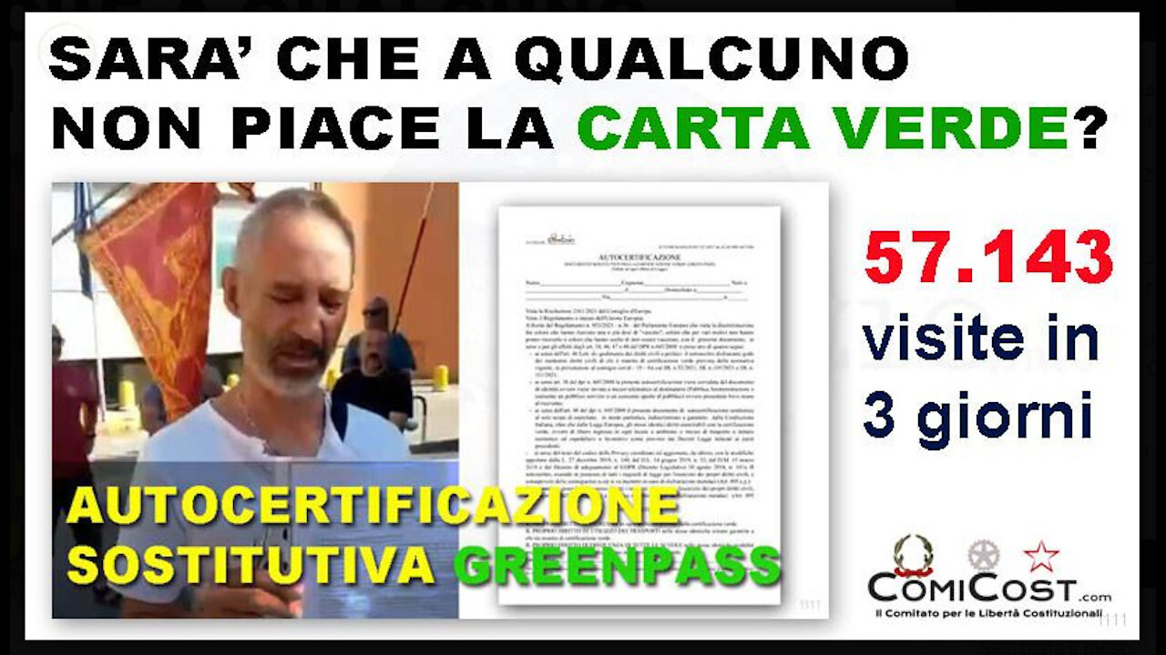 ComiCost – AUTOCERTIFICAZIONE SOSTITUTIVA GREENPASS
