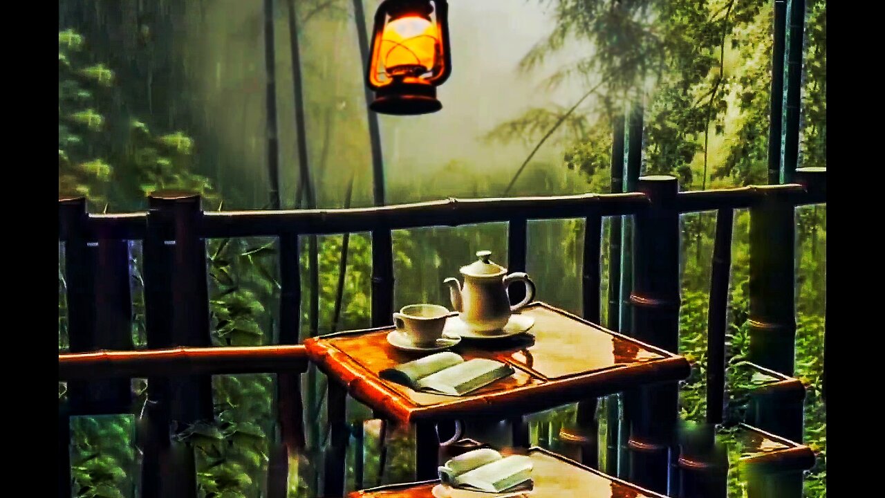 ASMR : Cozy poarch reading | Rainfall and thunder sound