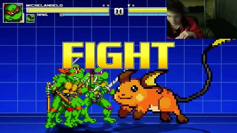 Teenage Mutant Ninja Turtles Characters (Leonardo And Raphael) VS Raichu In An Epic Battle In MUGEN