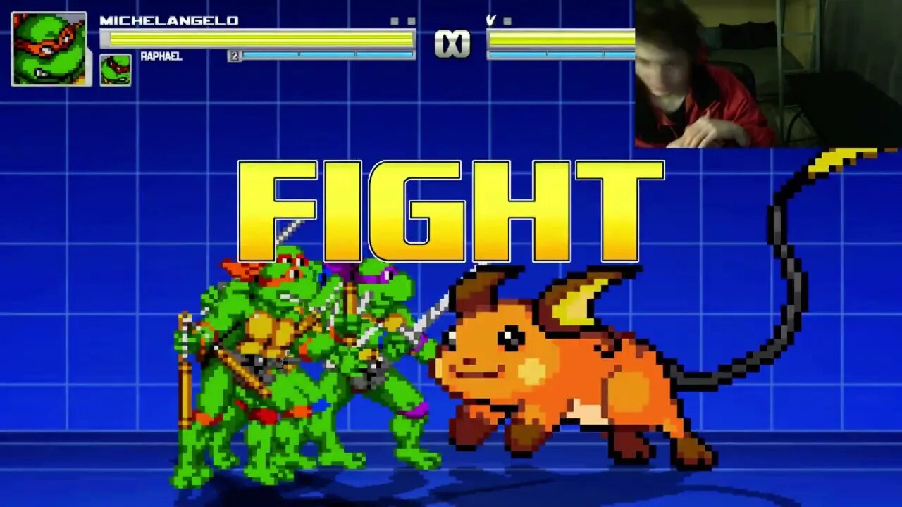 Teenage Mutant Ninja Turtles Characters (Leonardo And Raphael) VS Raichu In An Epic Battle In MUGEN