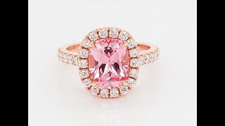 Custom 14k rose gold ring with 10x8mm Chatham champagne sapphire center and lab-grown diamonds