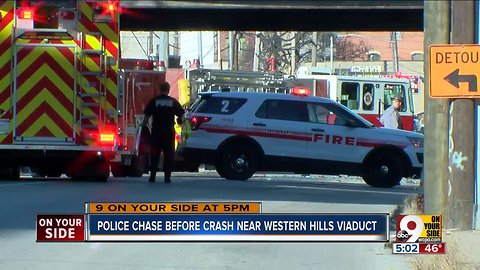 Police chase ends in crash near viaduct