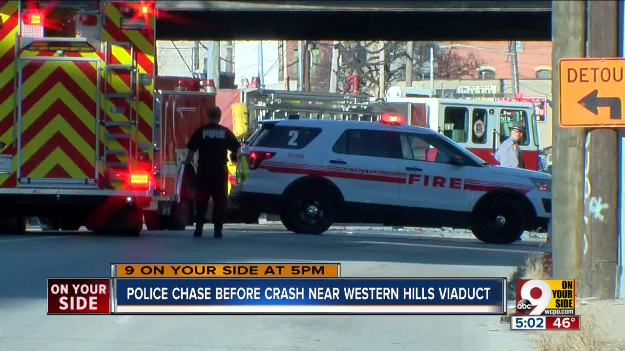 Police chase ends in crash near viaduct