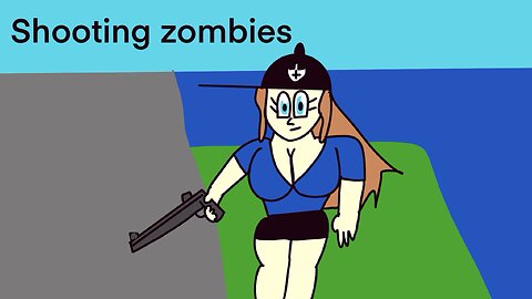 Hilda shooting zombies