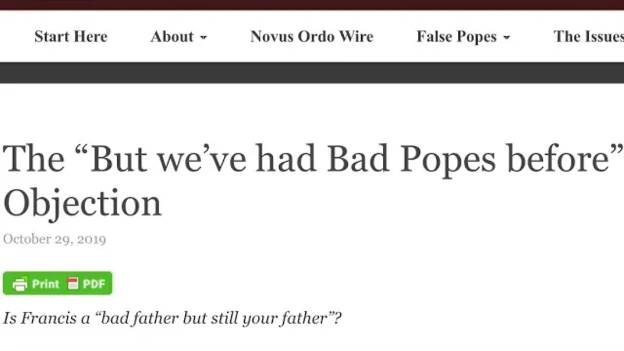 The “But we’ve had bad popes before!” Objection