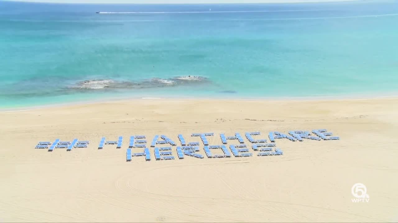 Singer Island resort spells out #HealthcareHeroes with beach chairs