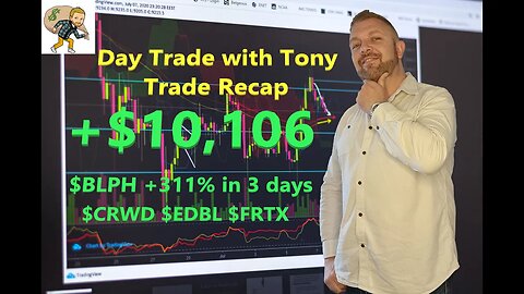 Day Trade With Tony Day Trade Recap +$10,106 $BLPH $CRWD $FRTX $EDBL