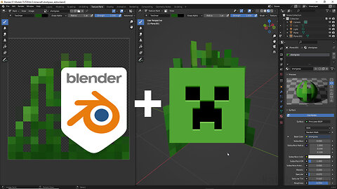 Paint Minecraft 'Short grass' Texture in Blender 3D