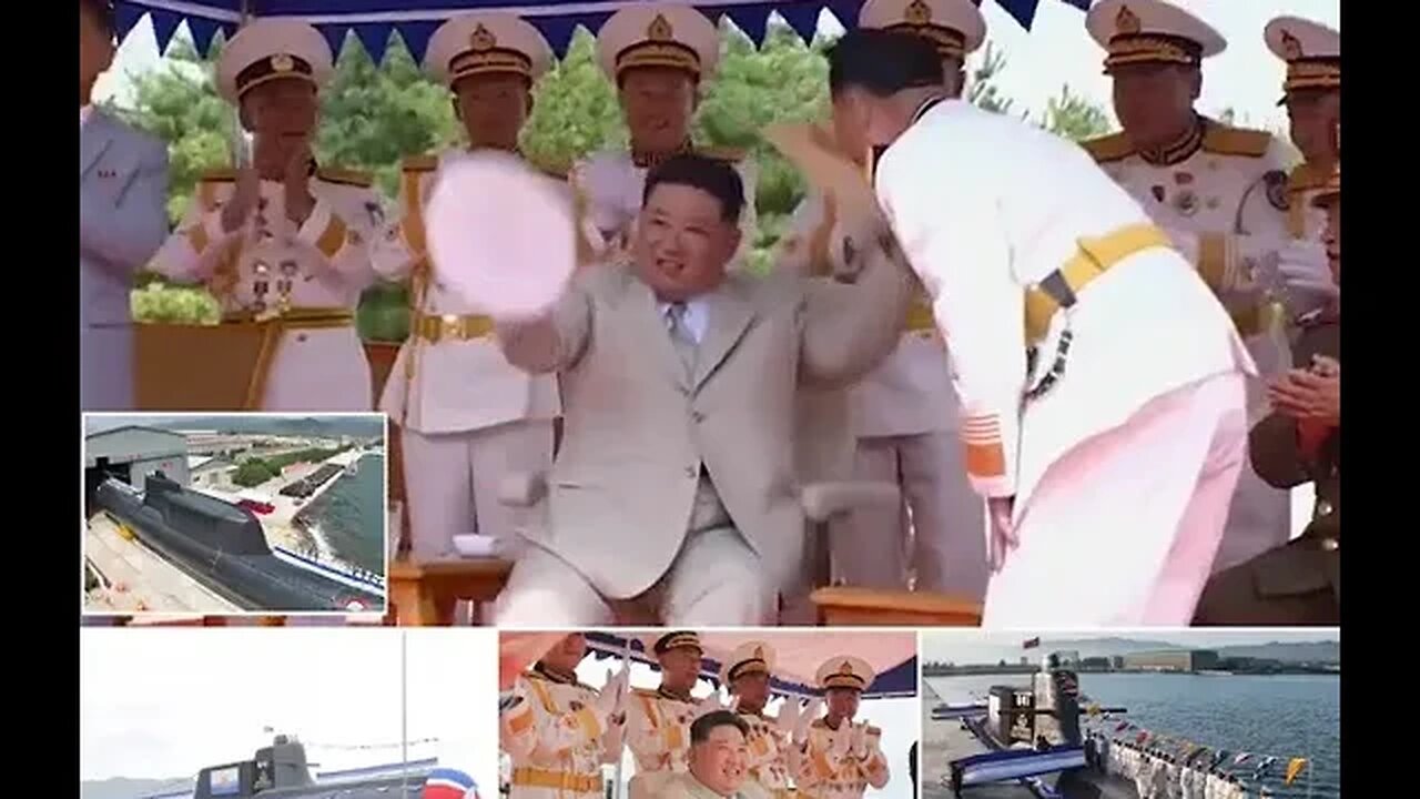 Hat's one way to avoid being shot by a firing squad! Kim Jong Un's flunkeys applaud as he tries on