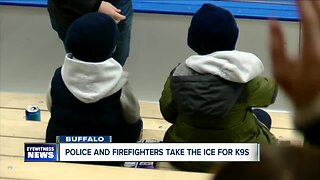 Buffalo police and fire battle it out on the ice for K9 officers