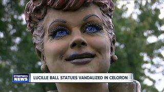 Two statues honoring the late Lucille Ball have been vandalized