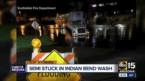 Truck driver rescued from water in Indian Bend Wash