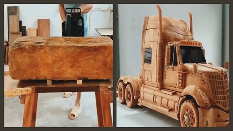 Made a beautiful truck using wood