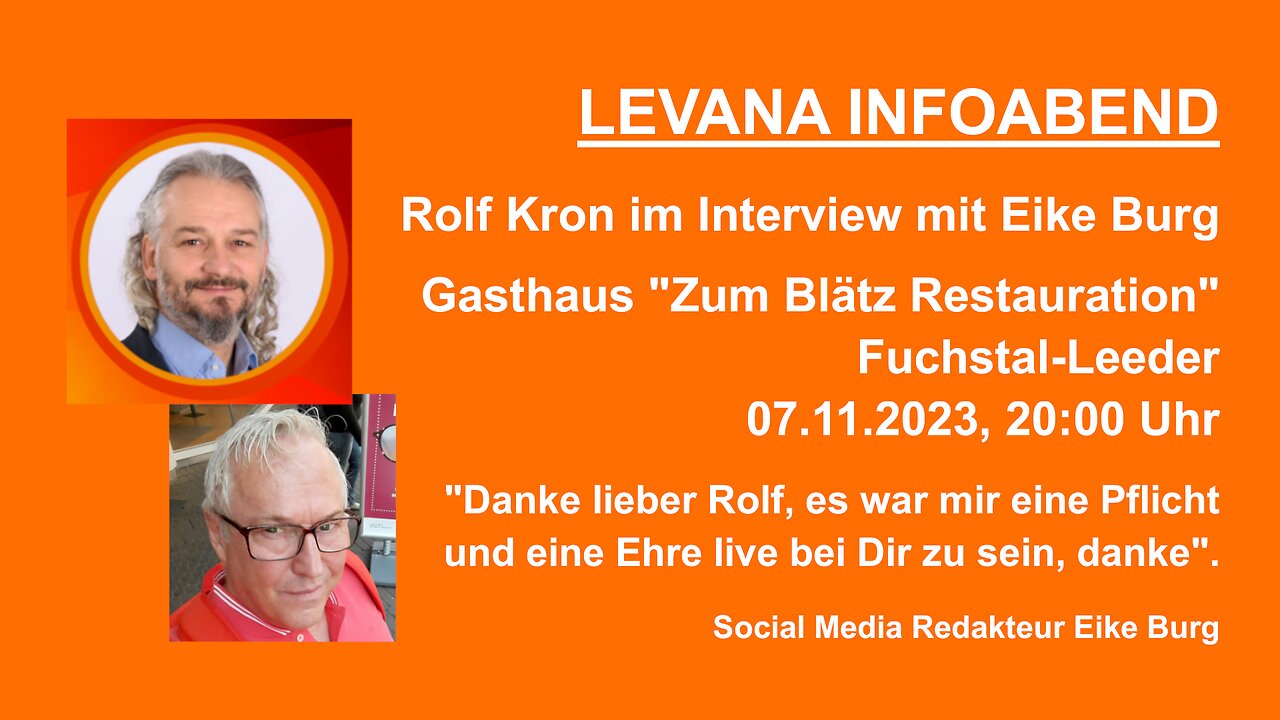 LEVANA INFOABEND 07.11.2023 Rolf Kron im Live-Interview mit Eike Burg