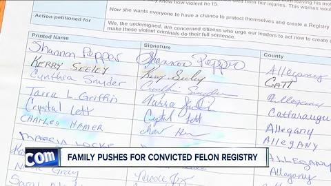 Family pushes for convicted felon registry