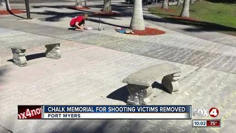 Student creates chalk art honoring mass shooting victims