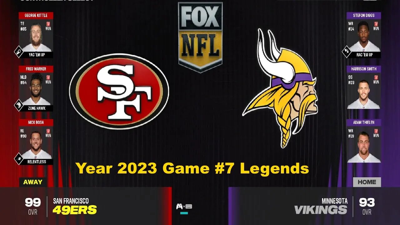 Madden 24 San Francisco 49ers Vs Minnesota Vikings Year 2023 | Legends