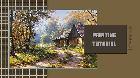 Draw a road and house in the forest / Acrylic landscape painting / Art painting