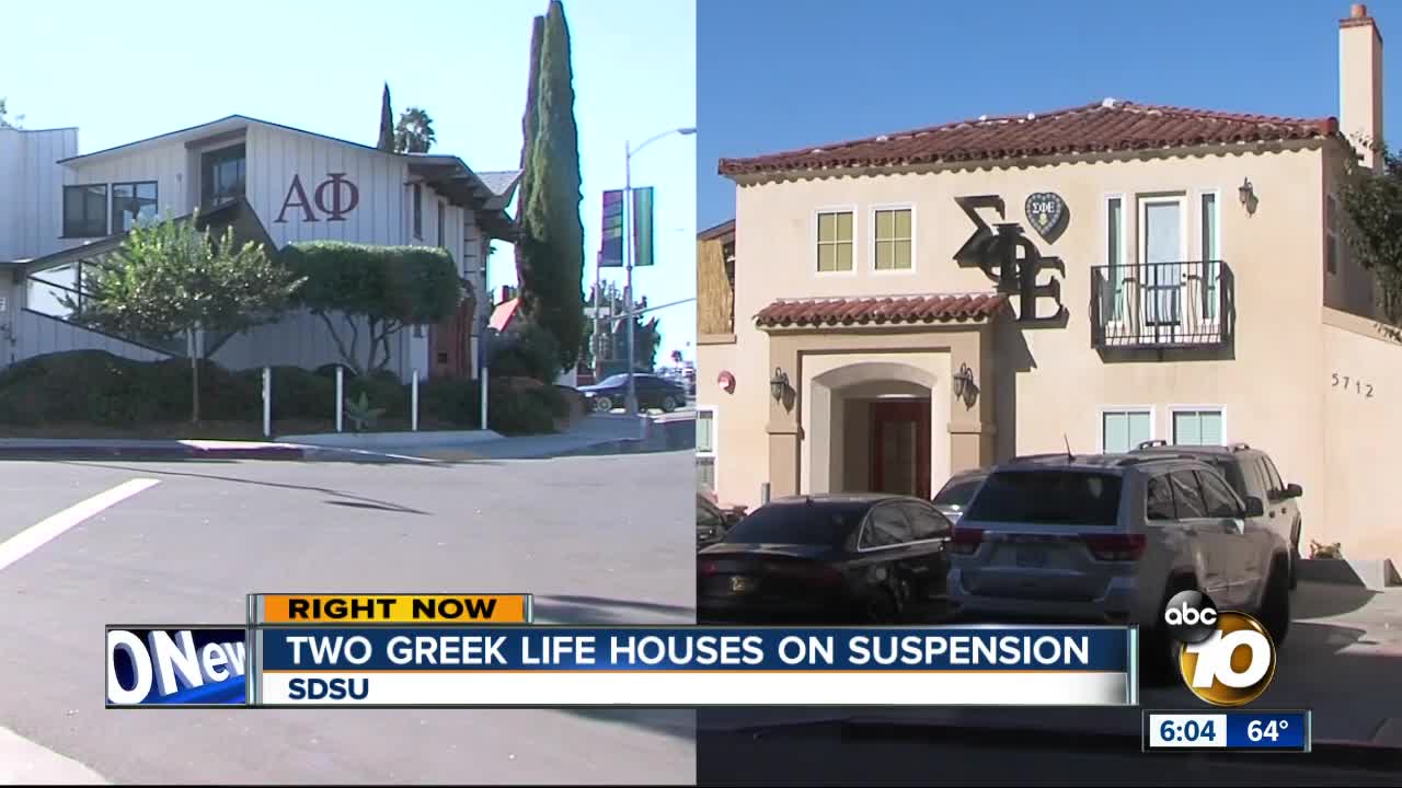 Two San Diego State greek life houses on suspension