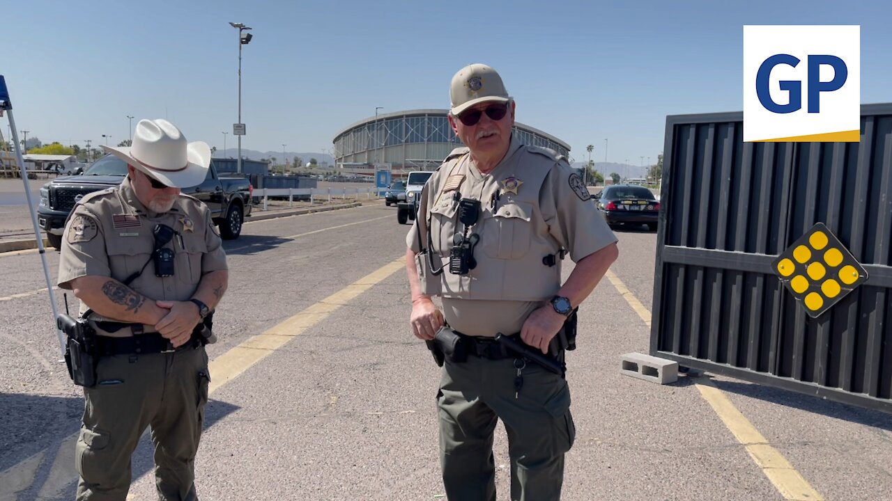 Gateway Pundit Correspondent Talks to the Guard in change at the Veterans Memorial Coliseum Arizona