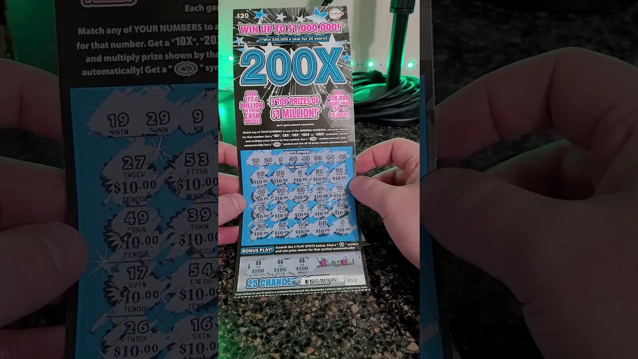 BIG WIN again on $20 Scratch Off Lottery Ticket from Kentucky!!