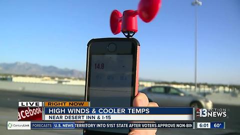 Windy and cooler temperatures in Las Vegas for June 12