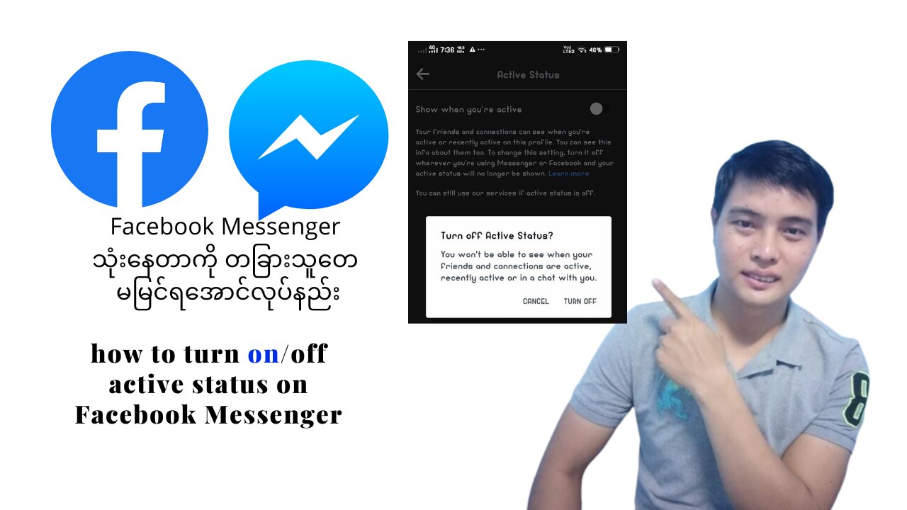 How to active status on off in Facebook Messenger?