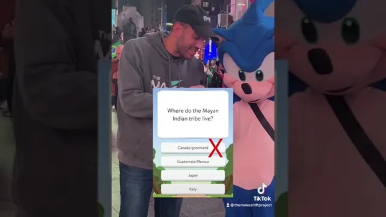 Trivia Questions with Sonic!! @triviacrack #shorts #triviacrack #trivia #sonic #nyc #timesquare