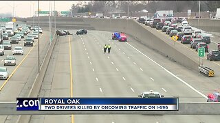 2 dead after getting hit by oncoming traffic on I-696 while exchanging information following crash