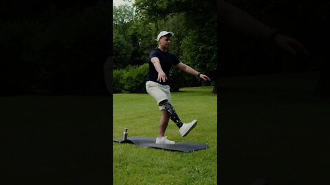 Man with metal legs Working Out on the Grass #Shorts