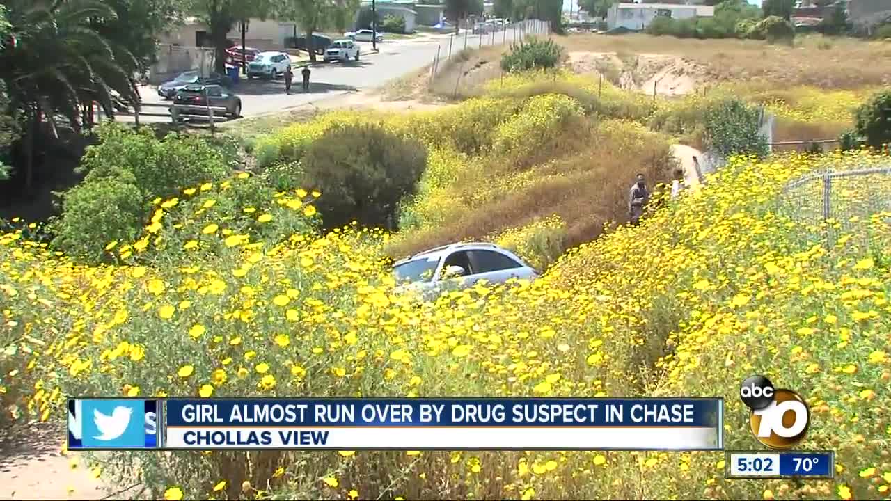 Girl almost run over by drug suspect in Chollas View chase