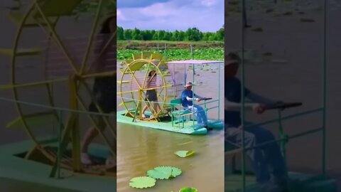 Beautiful Chinese Girl Is Used To Power A Boat