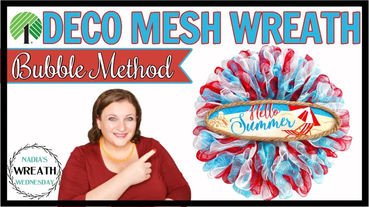 HOW TO MAKE DECO MESH BUBBLE POOF SUMMER WREATH | NO FRAY EASY DECO MESH ZERO FRAYING DOLLAR TREE