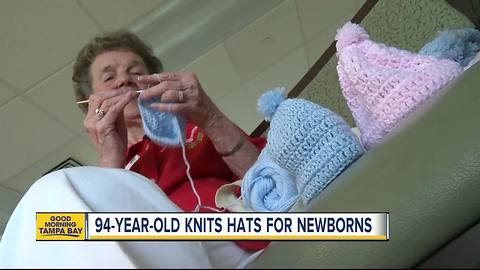 94-year-old woman crochets 5,000 caps for newborn babies at South Florida Baptist Hospital