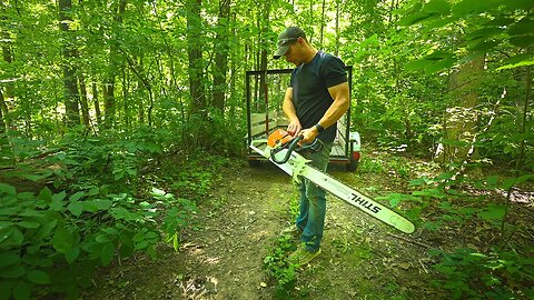 Sawing and Milling a giant dead red oak in to slabs. (No Music No Talking)