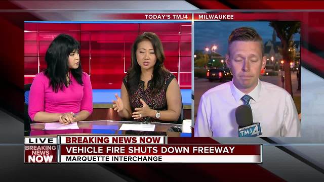 Marquette Interchange CLOSED due to chemical truck fire