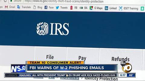 FBI warns of W2 phishing emails