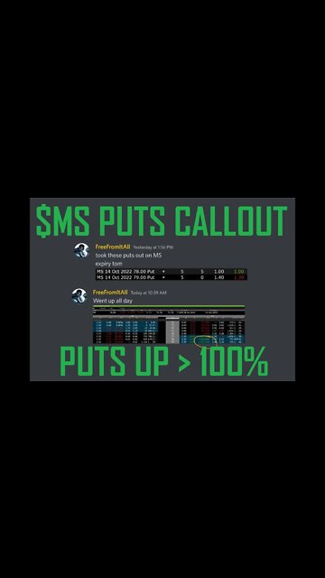 $MS MORGAN STANLEY DISCORD CALLOUT UP 118 TO 151% TODAY
