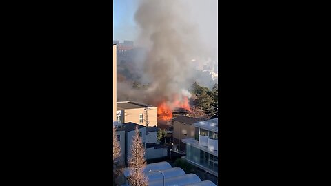 Former Residence of Ex-Prime Minister Kakuei Tanaka Engulfed in Flames in Tokyo, Japan