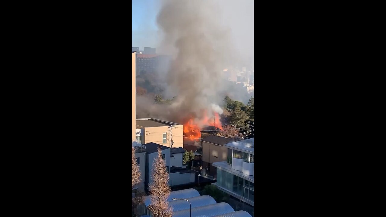 Former Residence of Ex-Prime Minister Kakuei Tanaka Engulfed in Flames in Tokyo, Japan