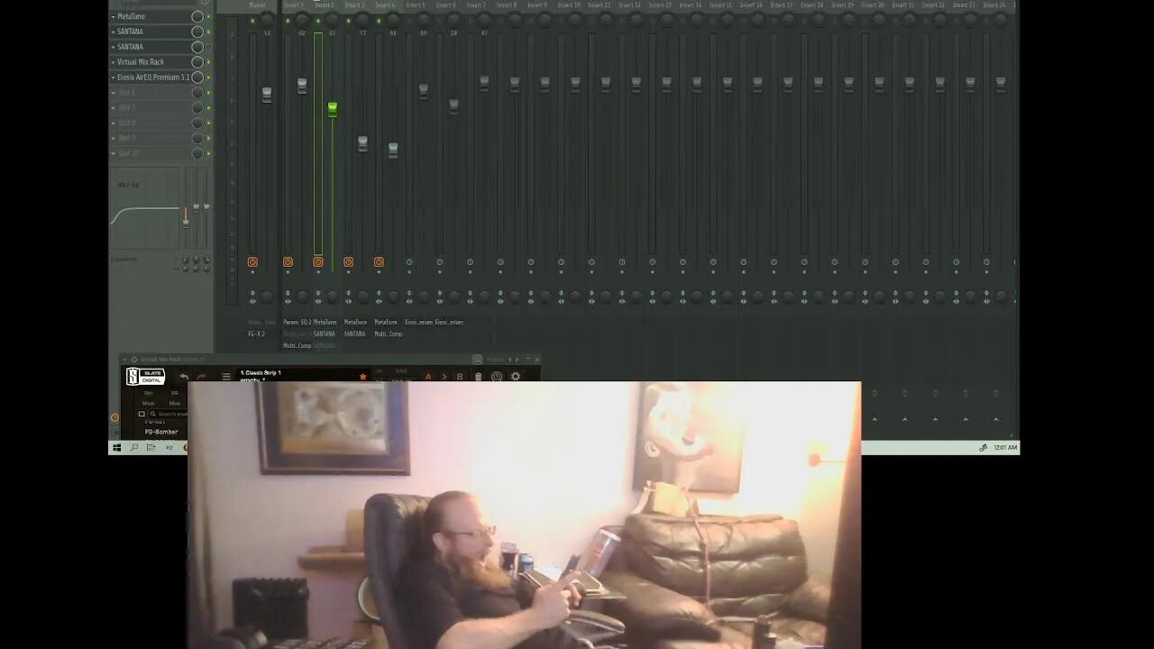 working on music