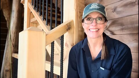 LOG HOME stairs and progress being made on a bedroom (#114)