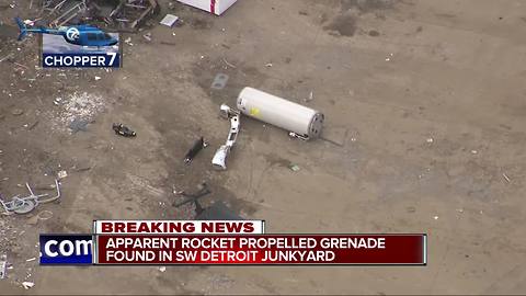 Detroit police Bomb Squad on scene of suspected RPG found at scrap yard