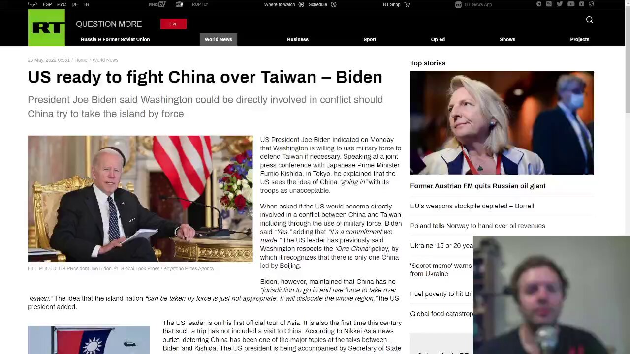 "US ready to fight China over Taiwan." - Biden